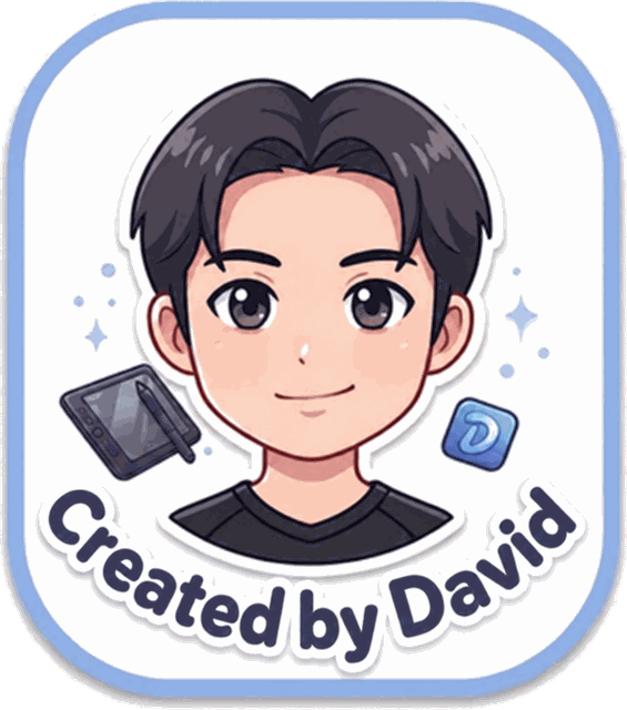 Created by David: cartoon portrait of David